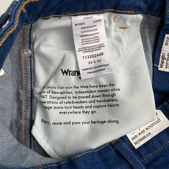 Wrangler Jeans Womens Midrise Bootcut Boot Cut Westward 626 Nwt 29 x 30 - Picture 5 of 5